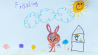 Kinderzeichnung Helene (7) Lauterbach im Erzgebirge: Ein Frühlingsbild mit einem Osterhasen und Baumhaus
