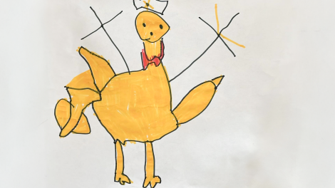 Eine fröhliche Kinderzeichnung von Karl aus der Lutherstadt Wittenberg für das Sandmännchen