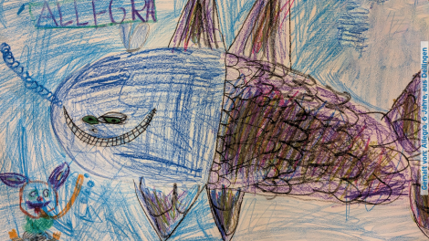 Kinderbilder im Monat Mai für das Sandmännchen: Von Allegra ein großer, blauer Fisch.