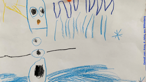 Kinderbilder im Monat Mai für das Sandmännchen: Anna hat Olaf von Anna und Elsa die Eiskönigin gemalt