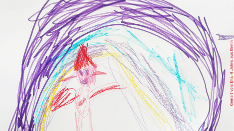 Kinderbilder im Monat Mai für das Sandmännchen: Von Ella das Sandmännchen unter einem bunten Regenbogen.