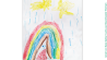 Kinderbilder im Monat Mai für das Sandmännchen: Von Malea Sophie der Sandmann unter einem Regenbogen, darüber Stern und Sternschnuppe